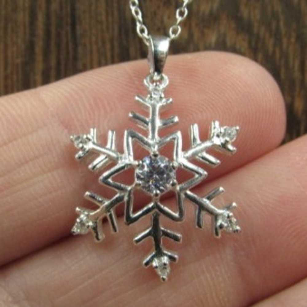 18" Sterling Ornate Snow CZ Necklace - image 1