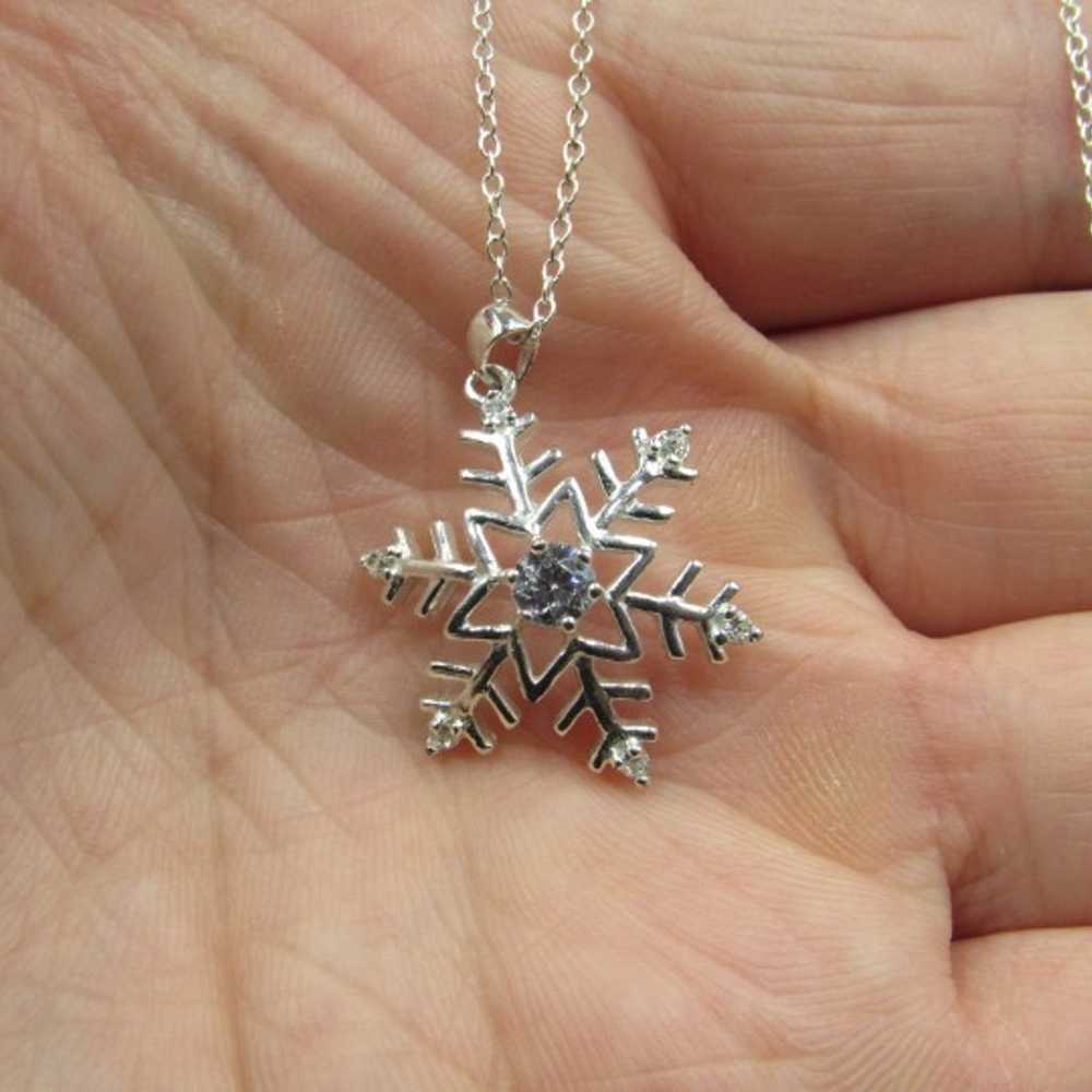 18" Sterling Ornate Snow CZ Necklace - image 2