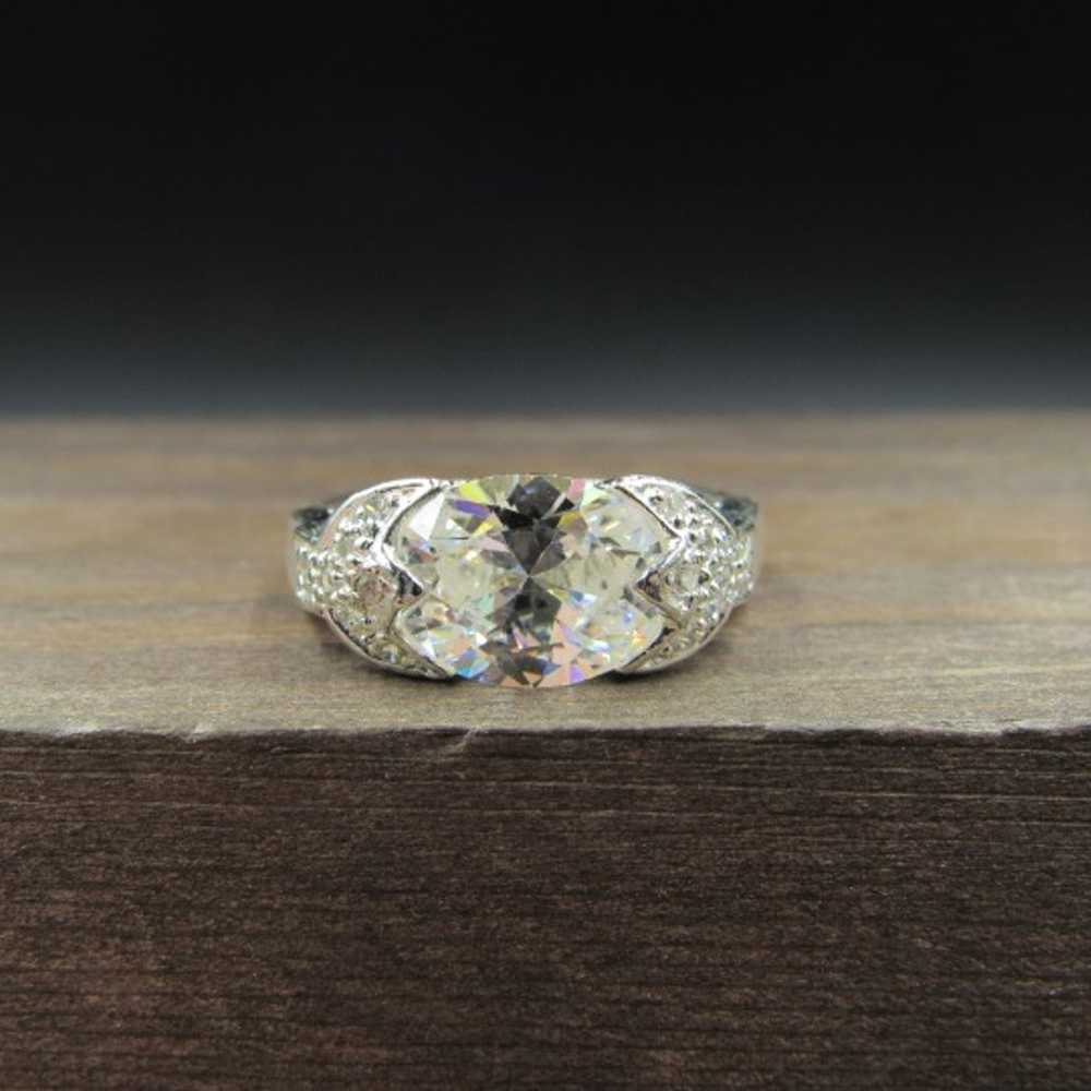 Size 6.25 Sterling Unique Cut CZ Ring - image 2