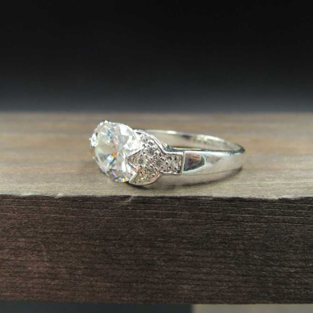 Size 6.25 Sterling Unique Cut CZ Ring - image 3