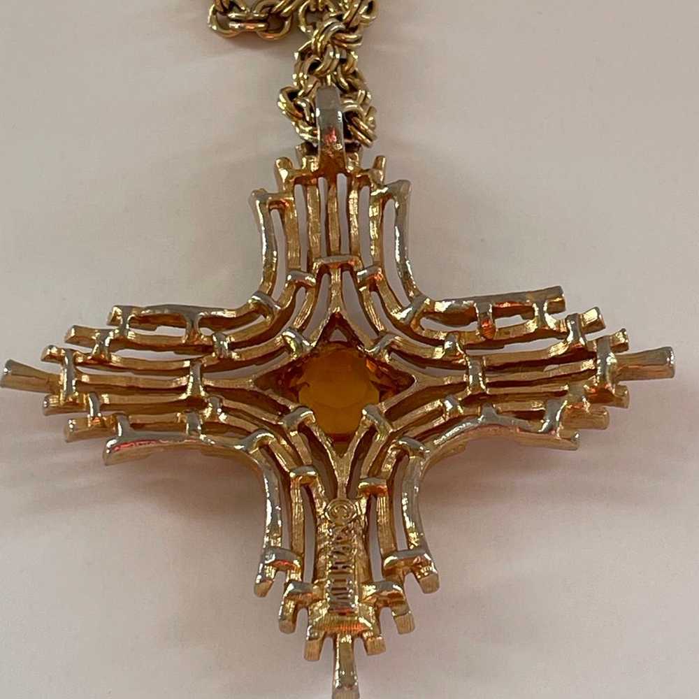 Vintage  Sarah Coventry Amber Maltese Cross Gold … - image 3