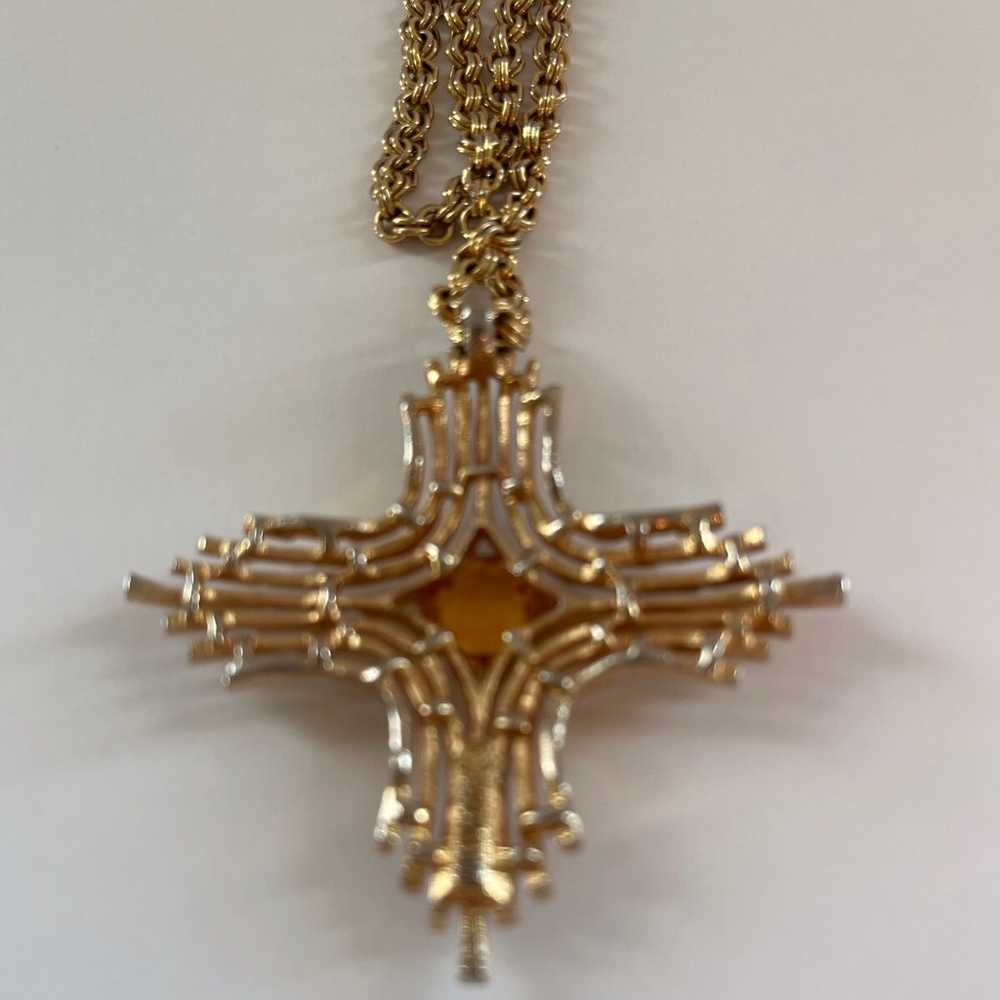 Vintage  Sarah Coventry Amber Maltese Cross Gold … - image 5