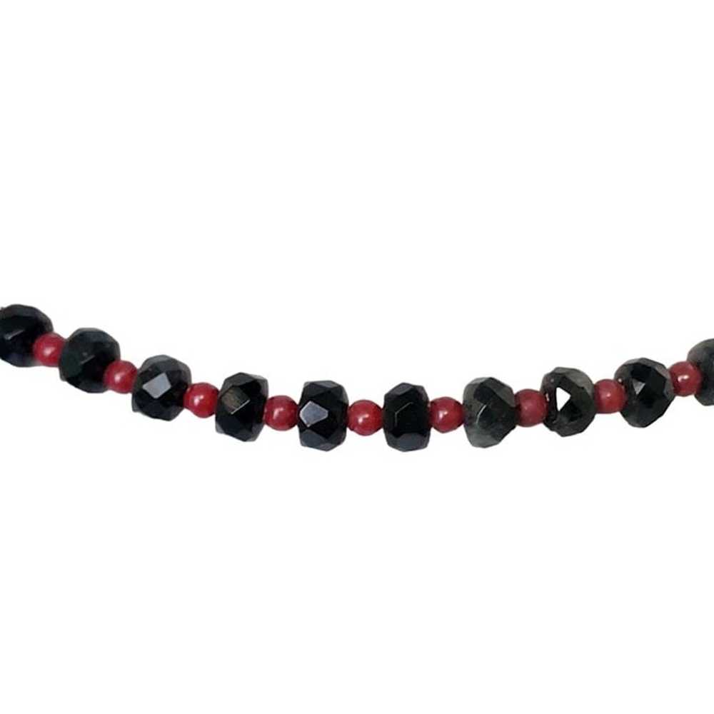 Vintage Heavy Glass Bead Necklace Red Black Women… - image 11