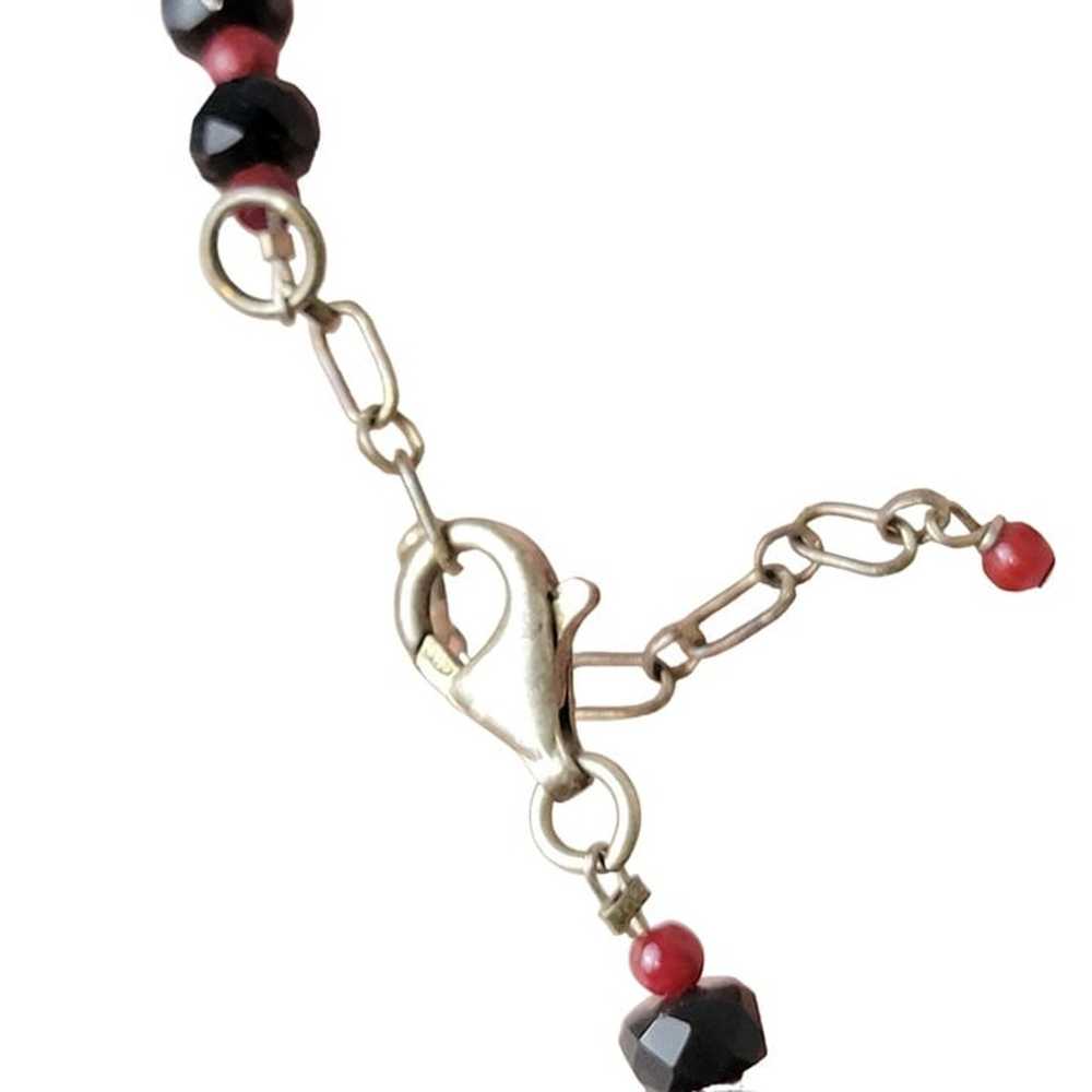 Vintage Heavy Glass Bead Necklace Red Black Women… - image 3