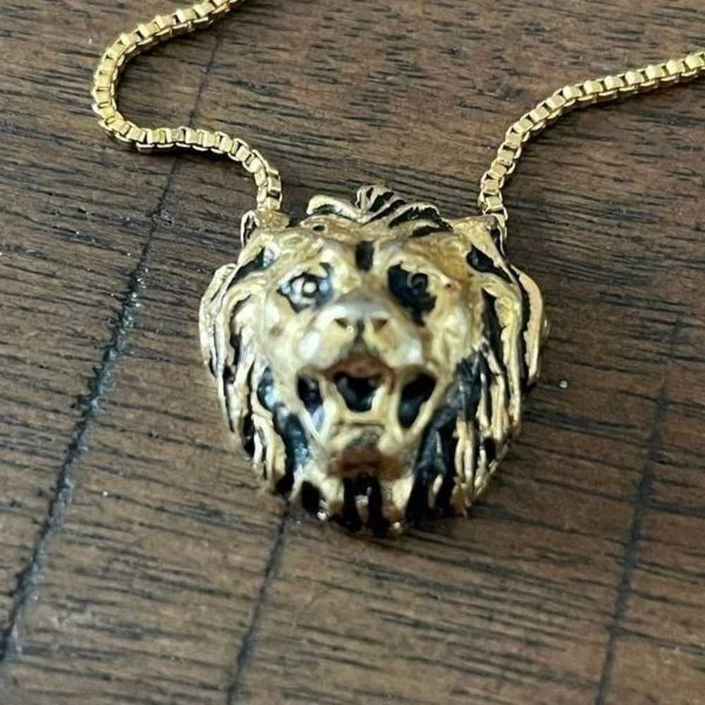 Vintage Anne Klein Lion Head Door Knocker Necklac… - image 2