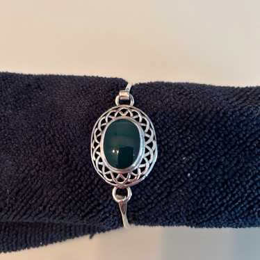 Sterling silver and green Jade Bracelet