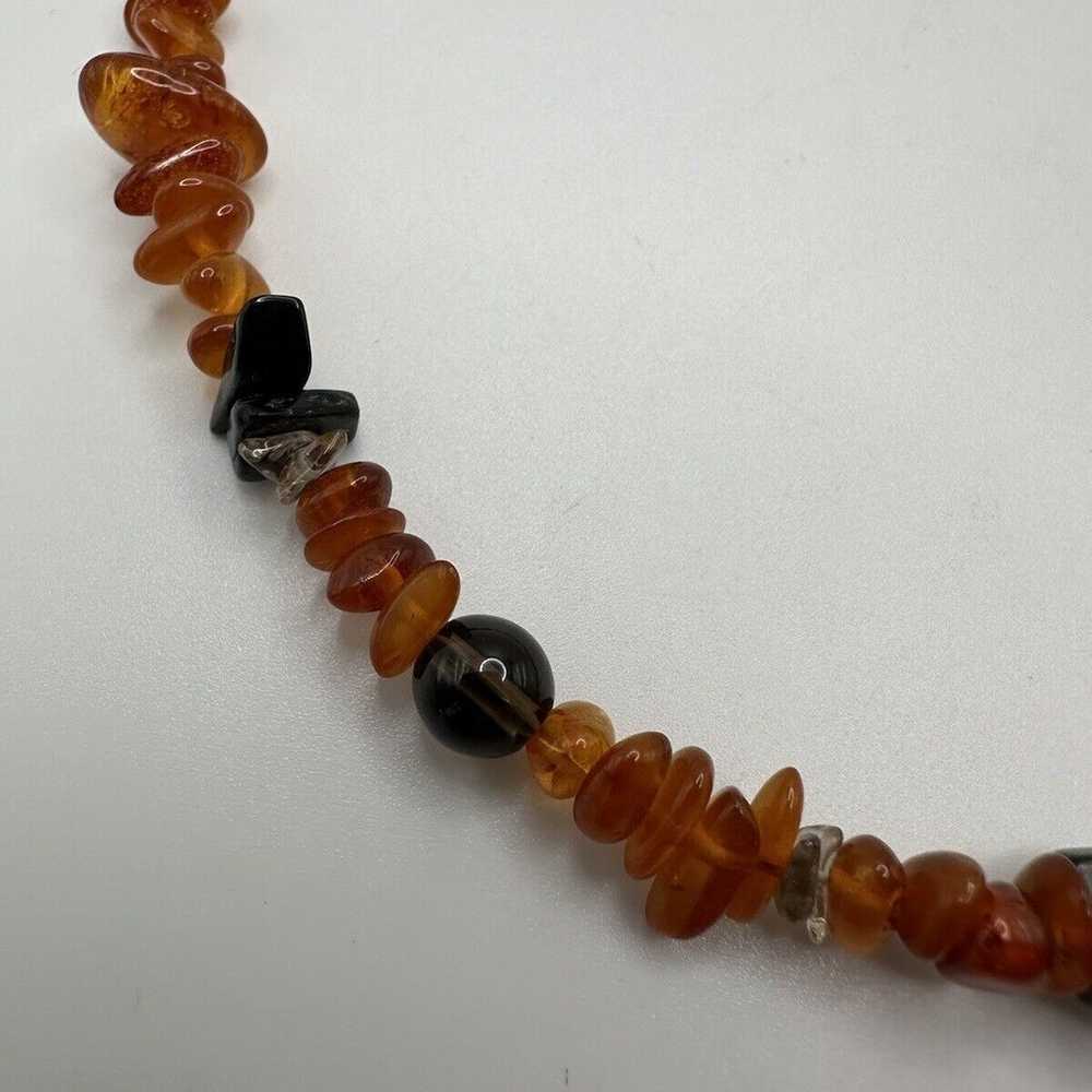 Vintage Sterling Silver Amber Necklace 16”-18” - image 2