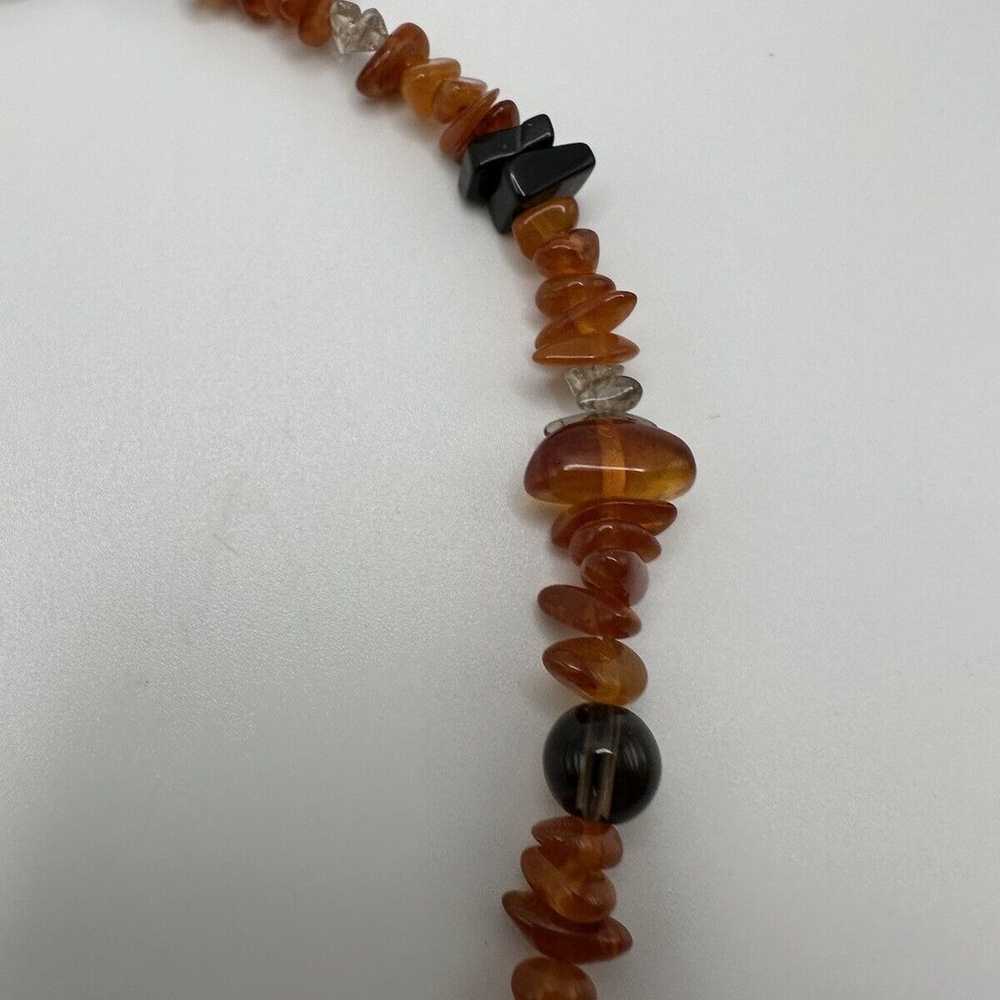 Vintage Sterling Silver Amber Necklace 16”-18” - image 4