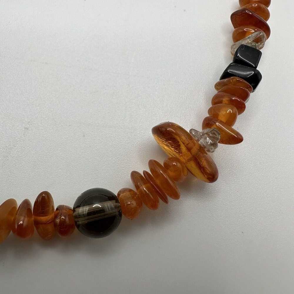 Vintage Sterling Silver Amber Necklace 16”-18” - image 5