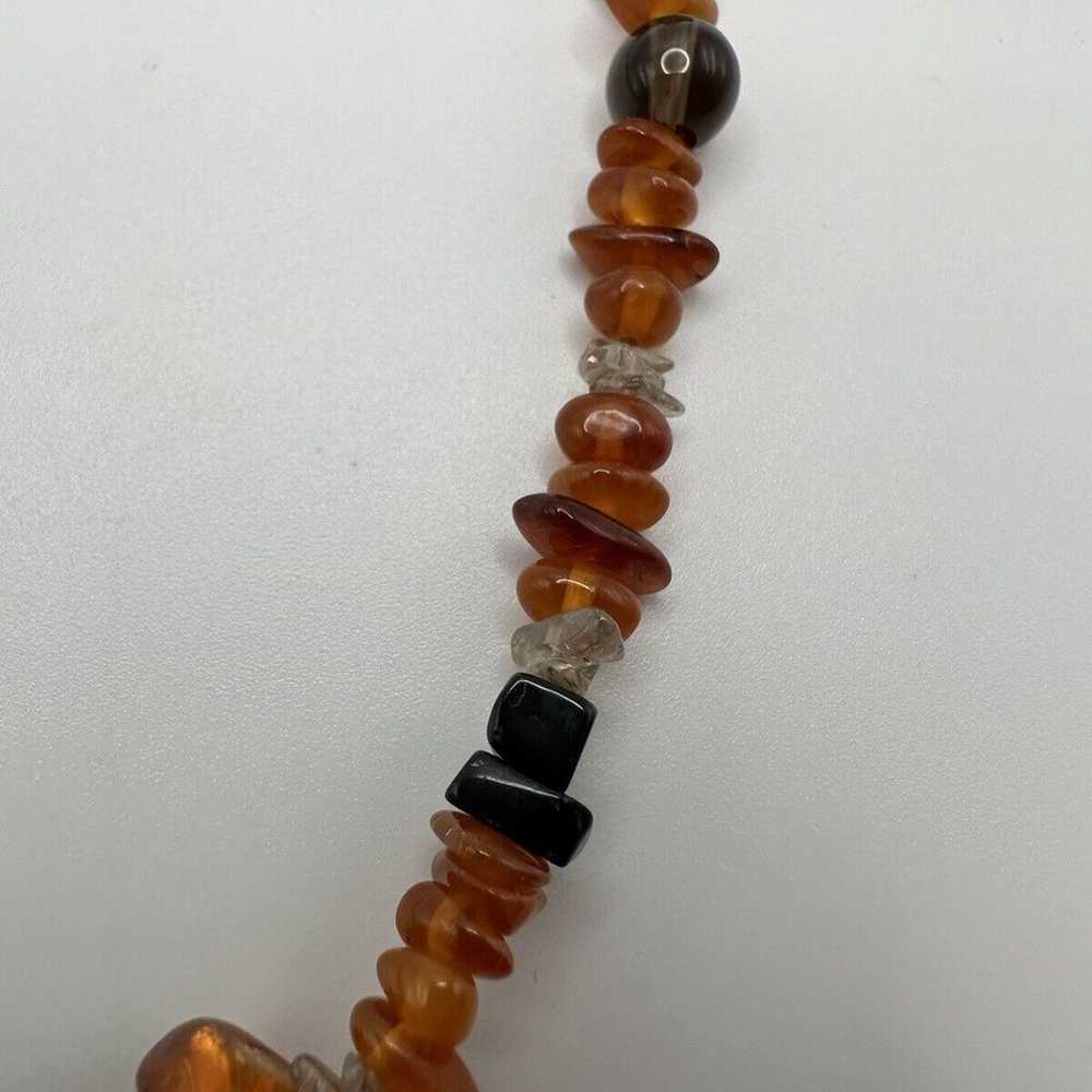 Vintage Sterling Silver Amber Necklace 16”-18” - image 6