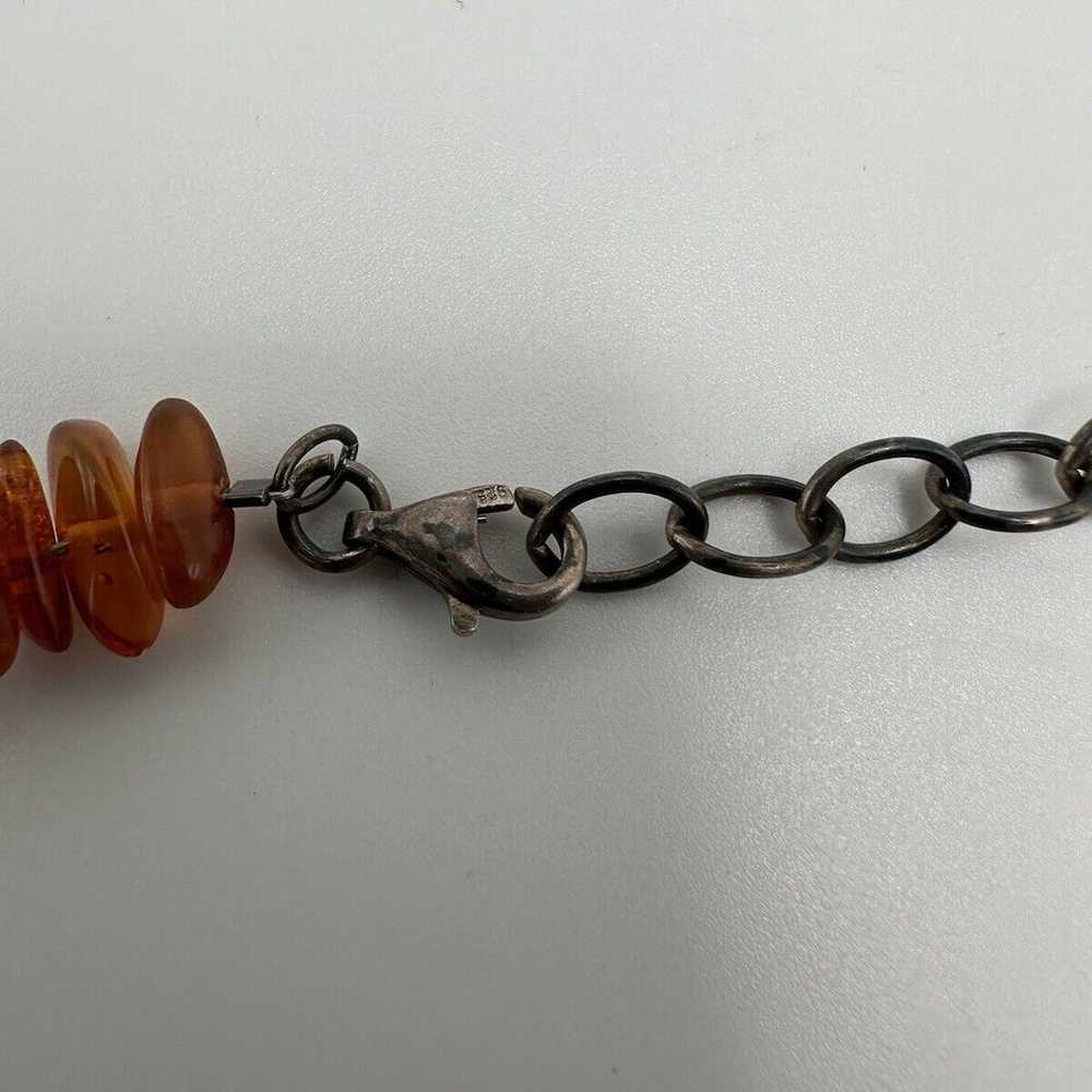 Vintage Sterling Silver Amber Necklace 16”-18” - image 7