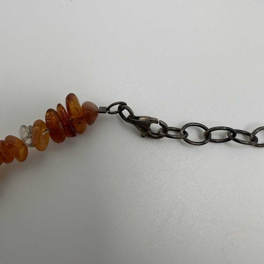 Vintage Sterling Silver Amber Necklace 16”-18” - image 9