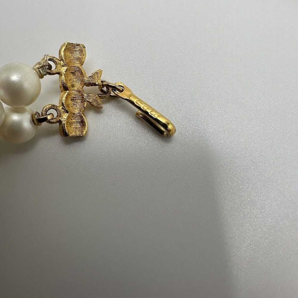 Vintage Coro Faux Pearl Gold Two Strand Necklace … - image 3