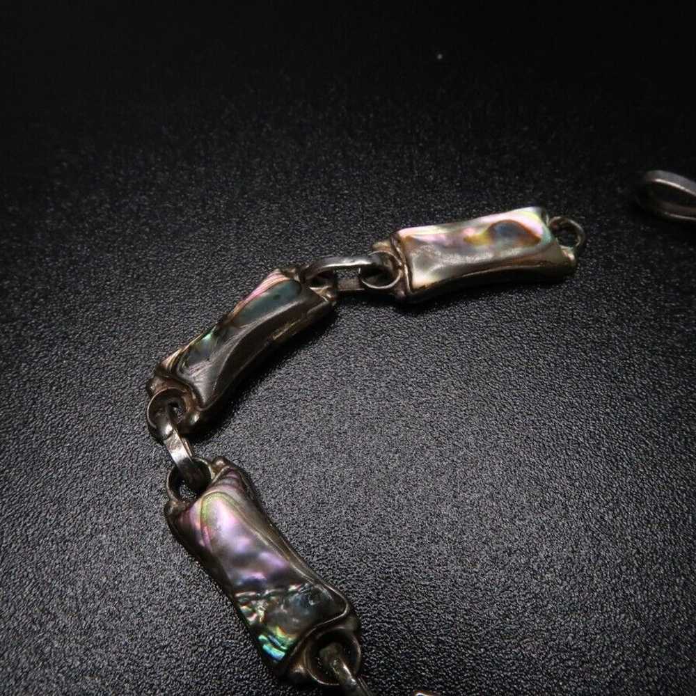 Vintage Sterling Silver Abalone Handmade Bracelet… - image 12