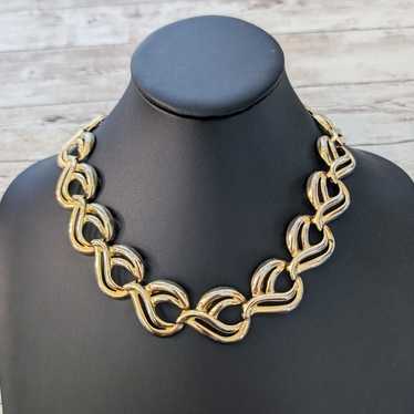 Vintage Necklace Statement Gold Tone Ornate Chunky