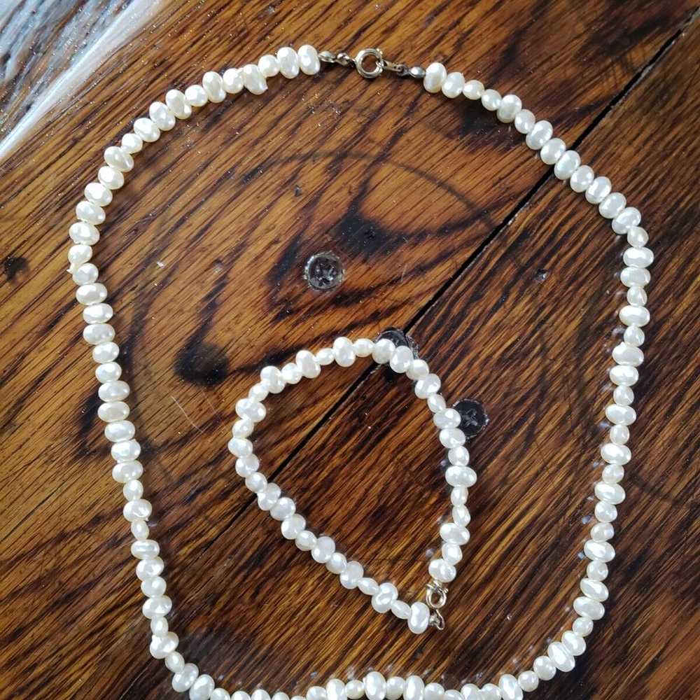 Vintage 1/20 Faux Freshwater Pearl Necklace Brace… - image 1