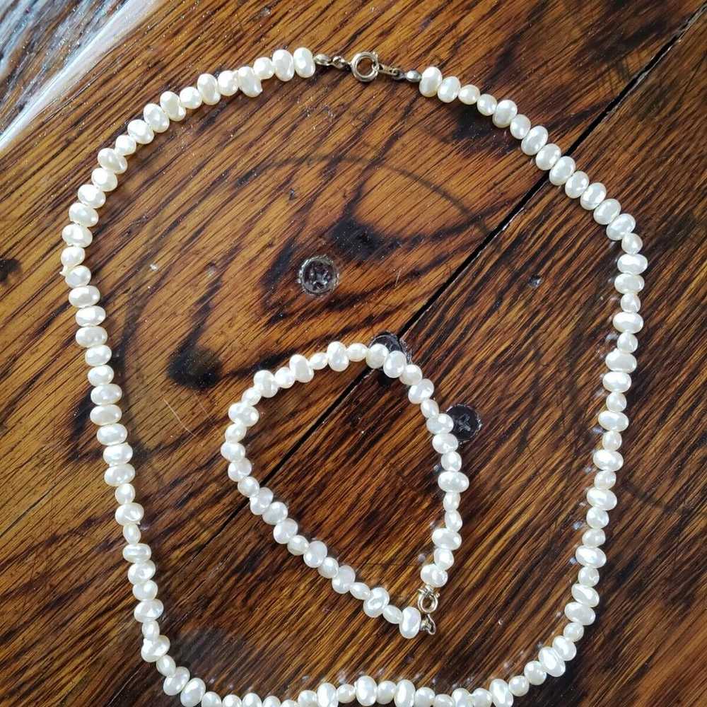 Vintage 1/20 Faux Freshwater Pearl Necklace Brace… - image 4