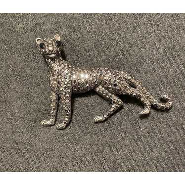 Vintage buy silver tone Jaguar pendant brooch