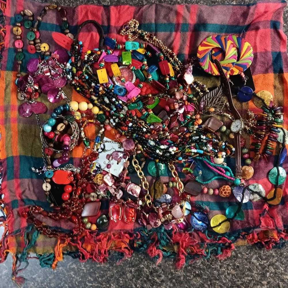 Vibrant Bohemian / Hippie Jewelry Lot - Colorful … - image 1