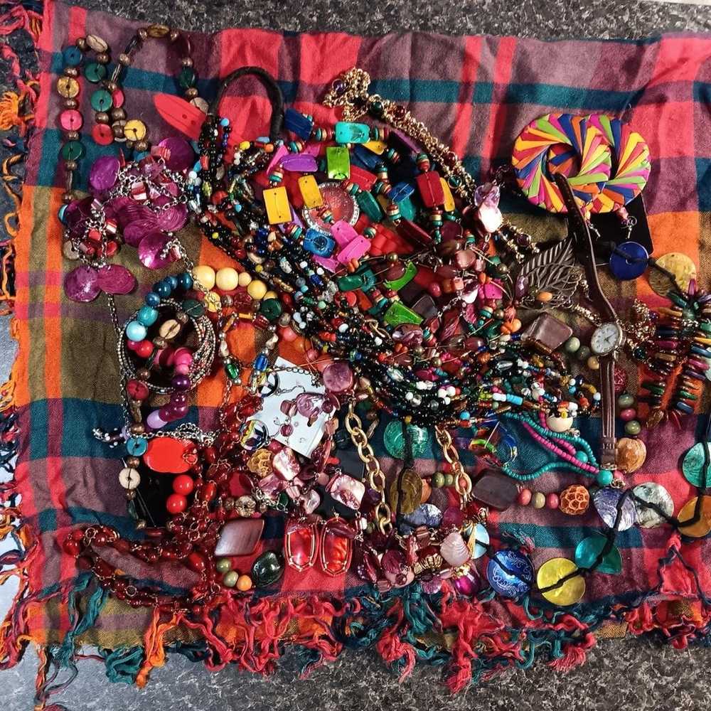 Vibrant Bohemian / Hippie Jewelry Lot - Colorful … - image 2