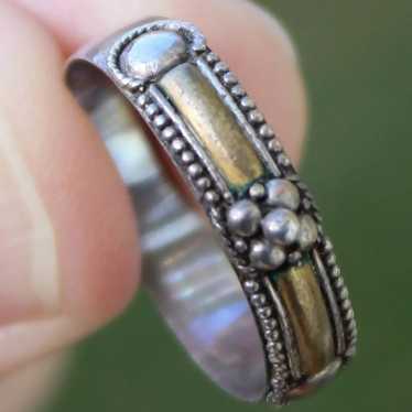 STERLING SILVER & GOLD ladies ring GOTHIC medieva… - image 1