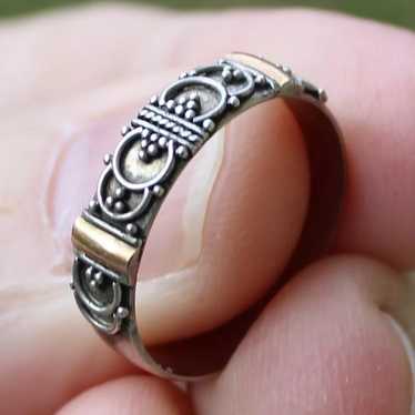 STERLING SILVER & GOLD ladies ring GOTHIC medieva… - image 1