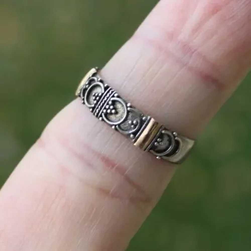 STERLING SILVER & GOLD ladies ring GOTHIC medieva… - image 2