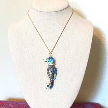 Vintage Articulated Cloisonne Enameled Sea Horse … - image 1