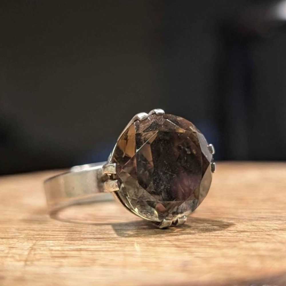 Vintage Sterling Silver Smokey Quartz Adjustable … - image 3