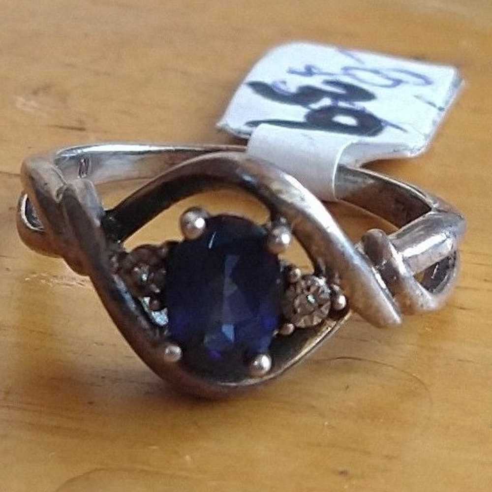 VTG 925 Sterling Sapphire ring size 8 - image 1