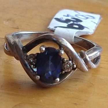 VTG 925 Sterling Sapphire ring size 8 - image 1