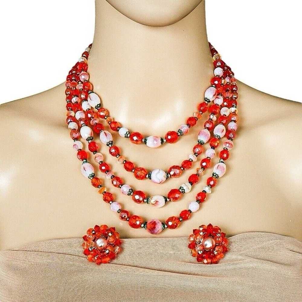 Vintage Western Germany Multi Strand Glass Neckla… - image 1