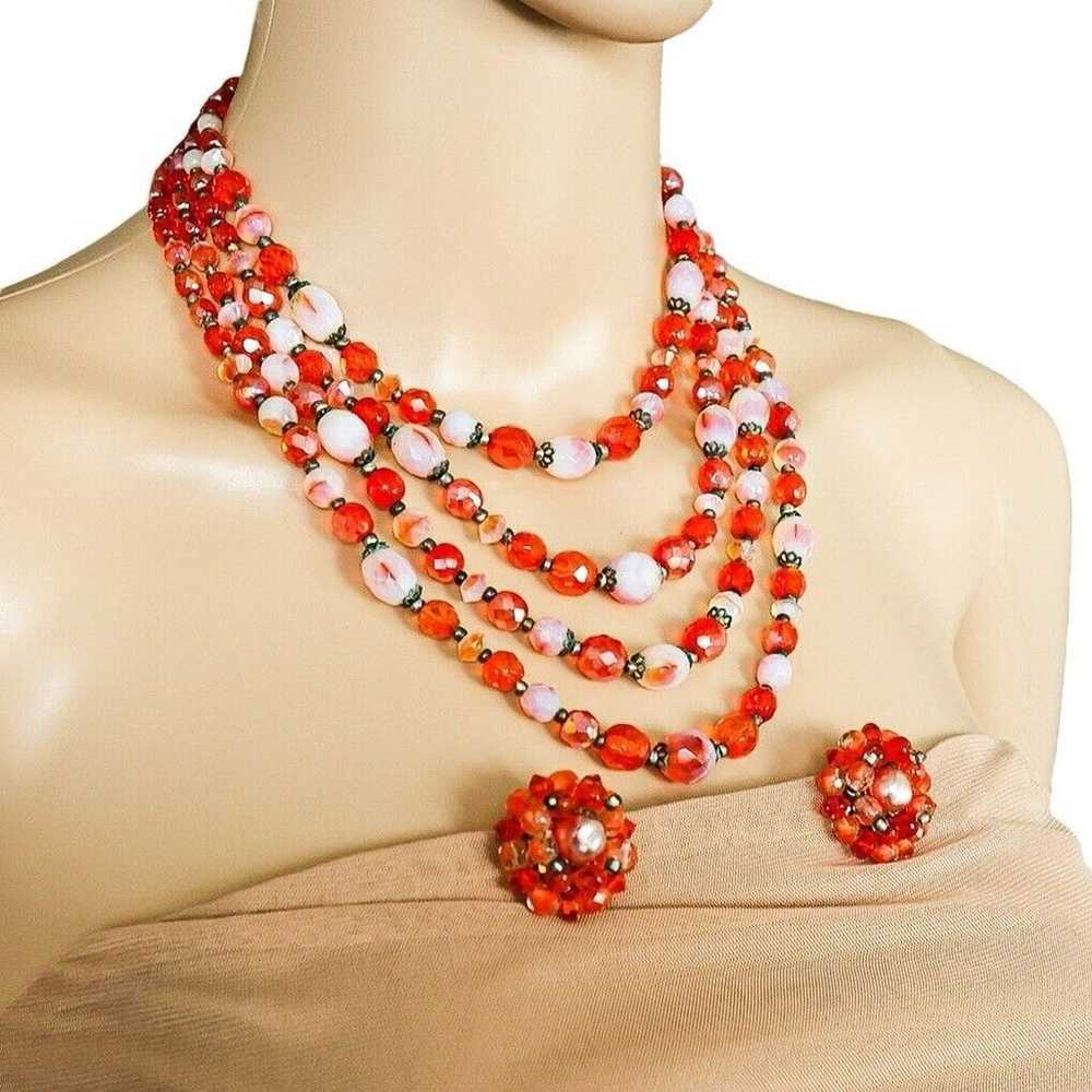 Vintage Western Germany Multi Strand Glass Neckla… - image 2