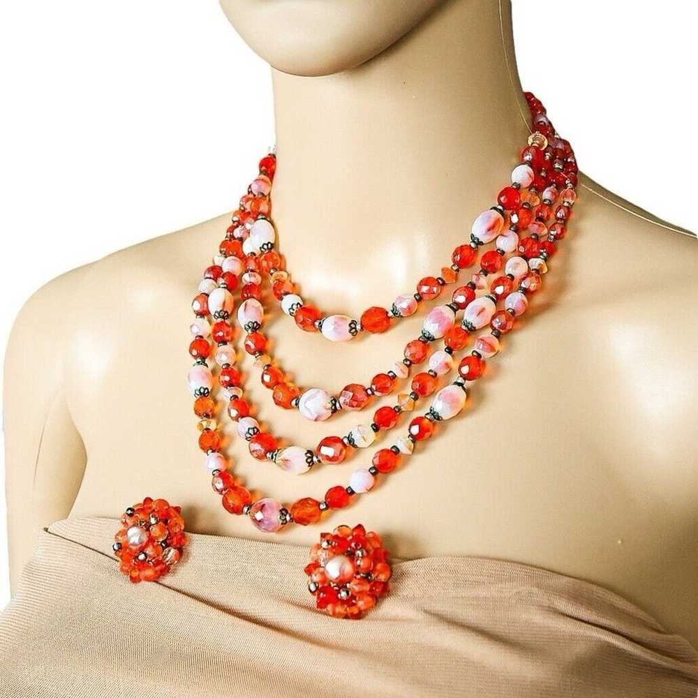 Vintage Western Germany Multi Strand Glass Neckla… - image 3