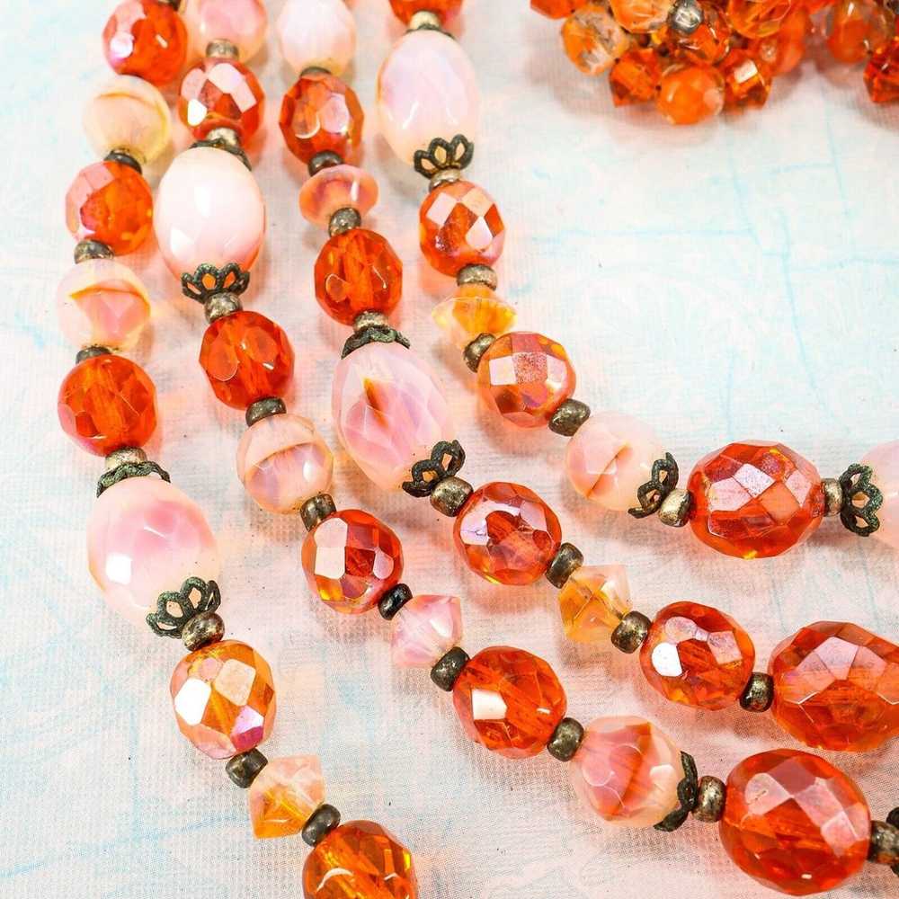 Vintage Western Germany Multi Strand Glass Neckla… - image 7