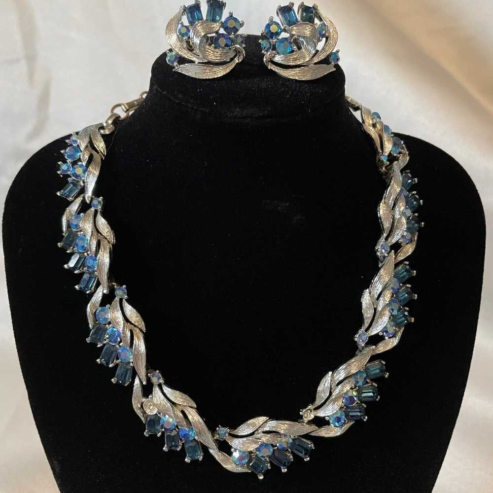 Vintage Blue Lisner Purare Necklace and Earring S… - image 1