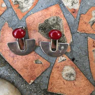 silverbird 950  sterling earrings with red stone - image 1