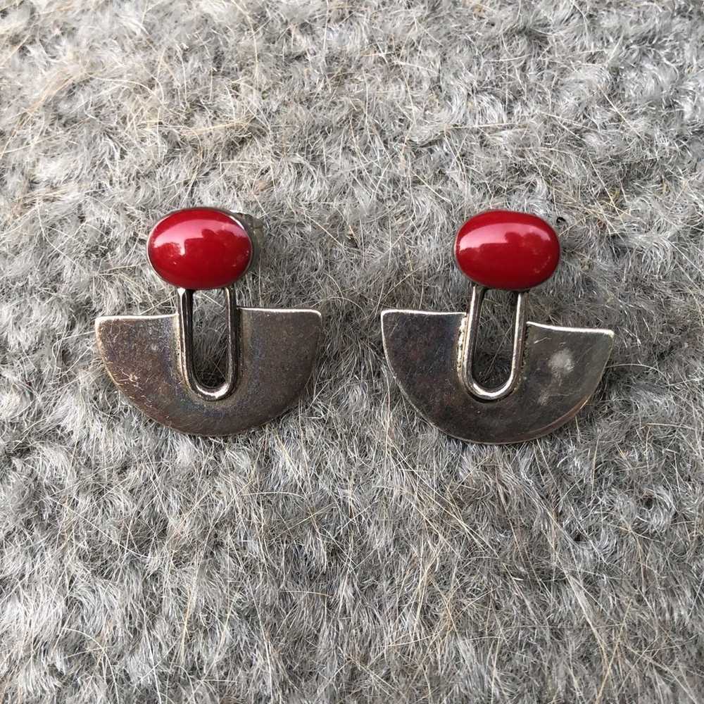 silverbird 950  sterling earrings with red stone - image 5