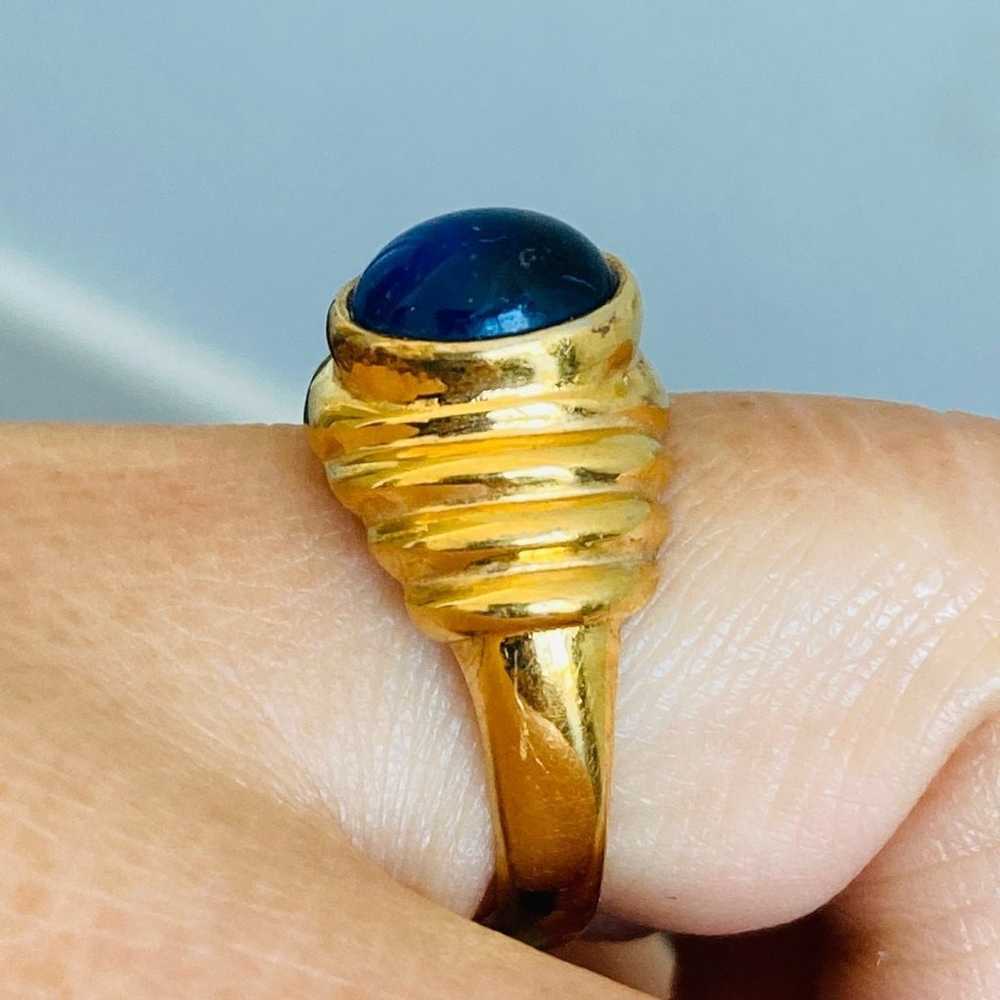 Vintage gold over sterling Espo cabochon Ring - image 3