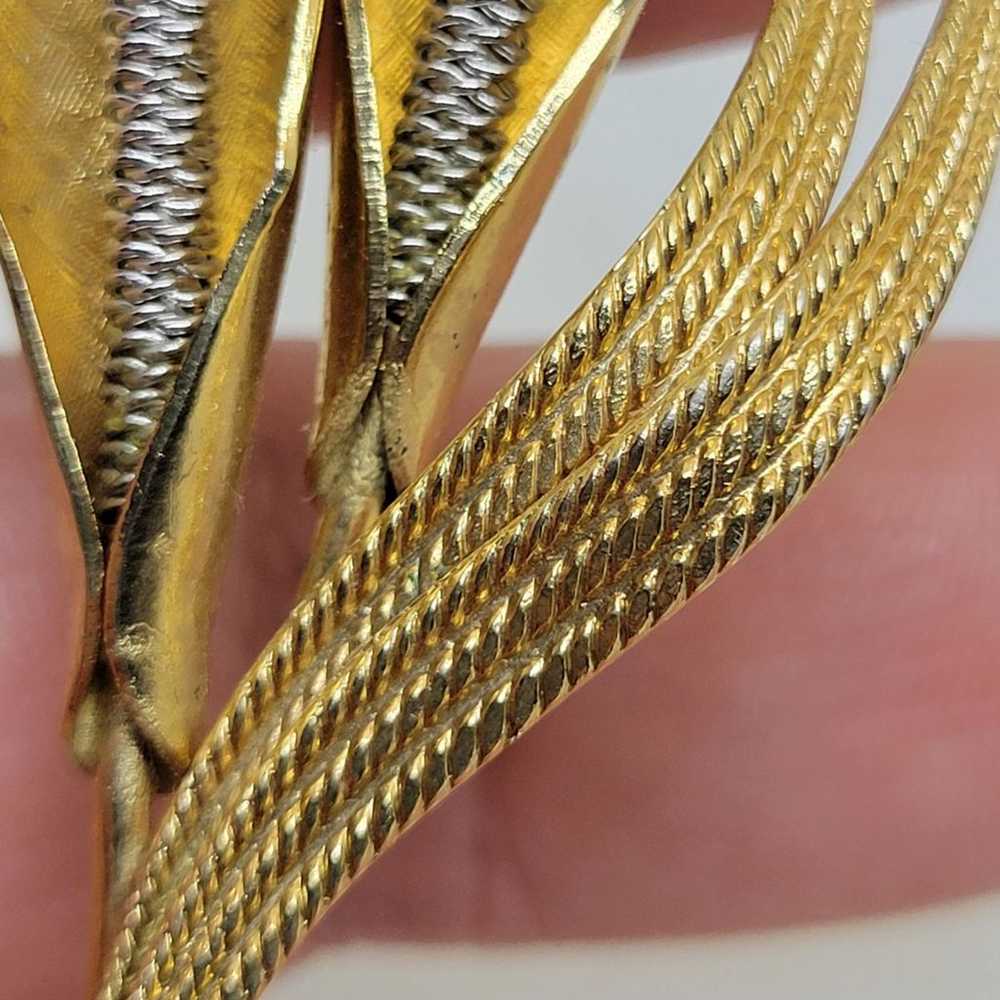 Vintage Coro Cattail Gold Tone Brooch Pin Signed - image 10