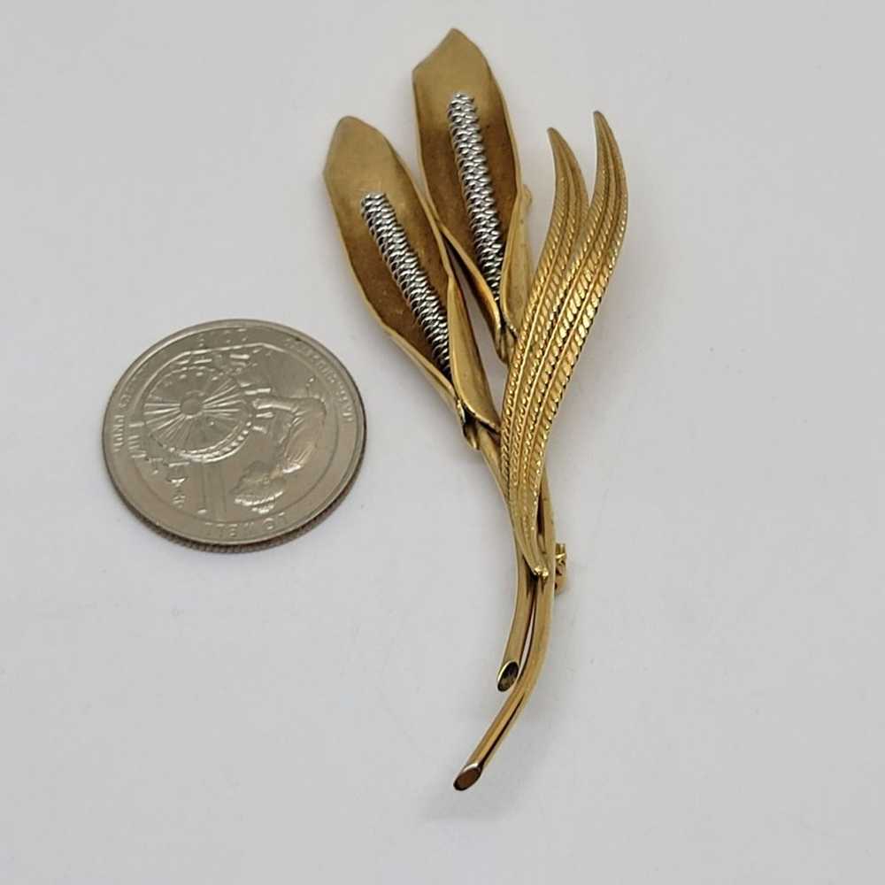 Vintage Coro Cattail Gold Tone Brooch Pin Signed - image 11