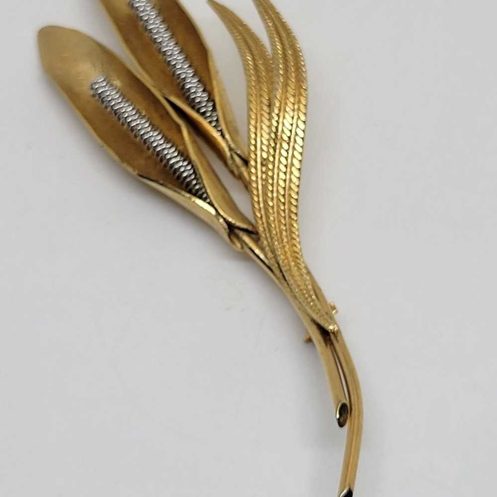 Vintage Coro Cattail Gold Tone Brooch Pin Signed - image 6