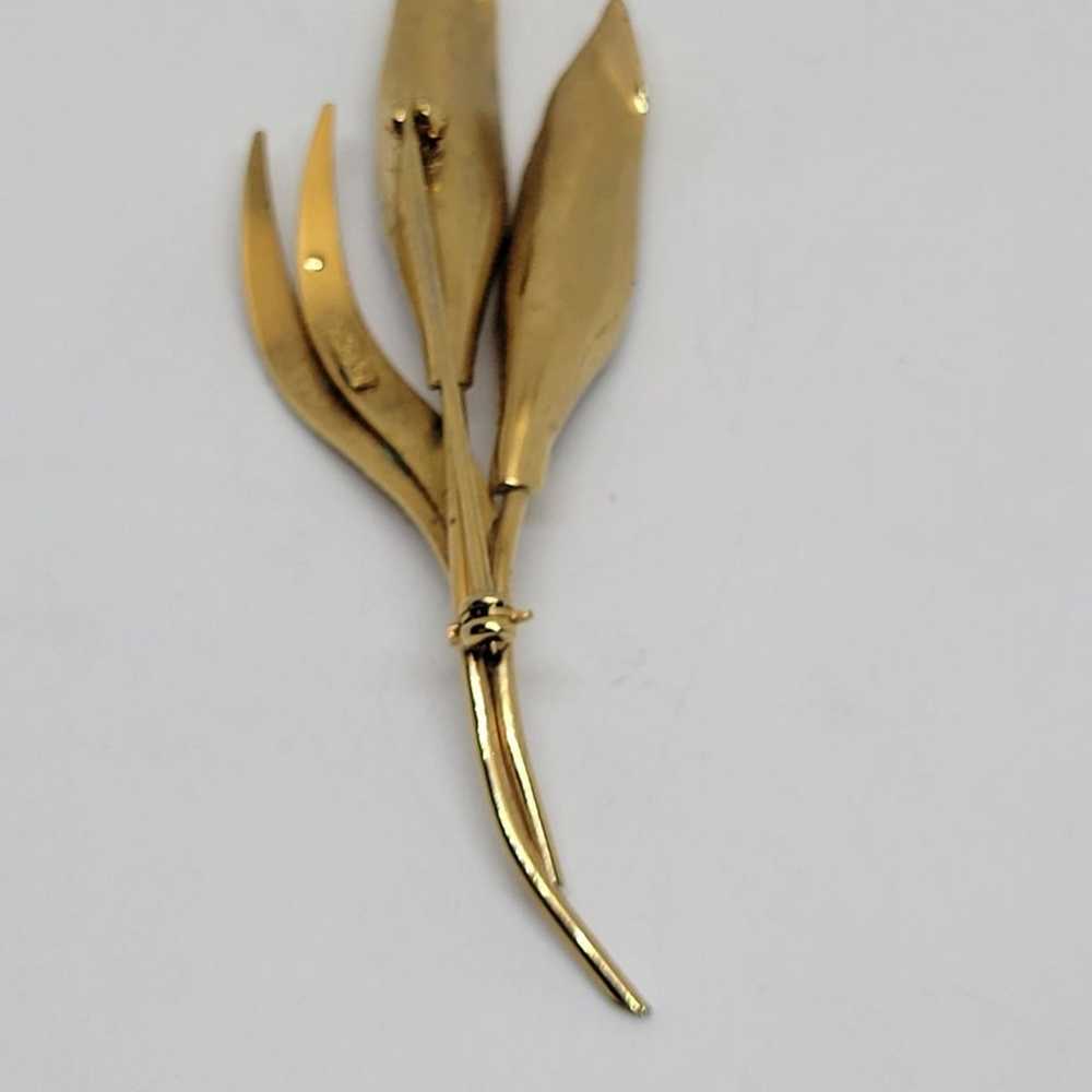 Vintage Coro Cattail Gold Tone Brooch Pin Signed - image 7