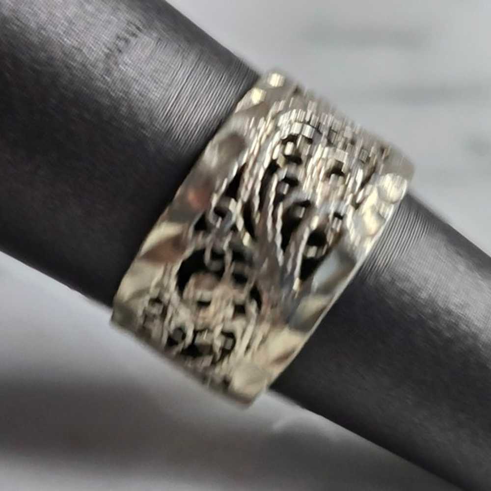 Womens Vintage Estate Sterling Silver Filigree Ri… - image 2