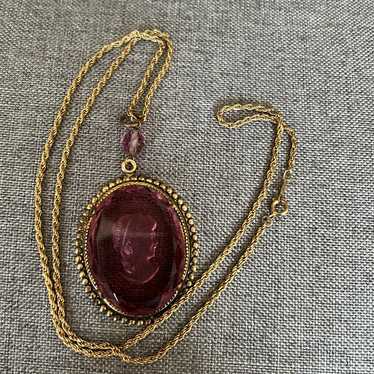 Cameo purple glass necklace