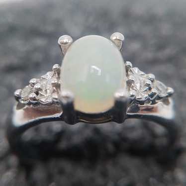 RJ outlets Graziano vintage opal and diamond in 925 sterling silver ring Size 8.5