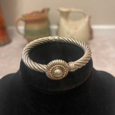 925 Silver - Vintage Two Tone Twisted Rope Bangle 