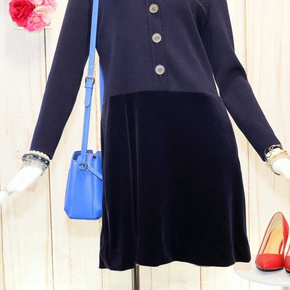 Foxy Knit Mixed Dress M 38 Dark Navy Velvet Skirt - image 3