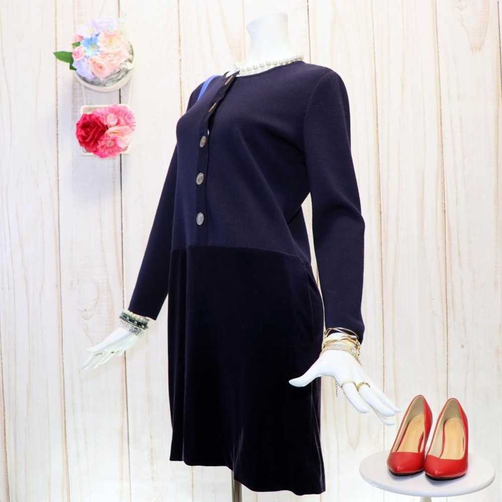 Foxy Knit Mixed Dress M 38 Dark Navy Velvet Skirt - image 6