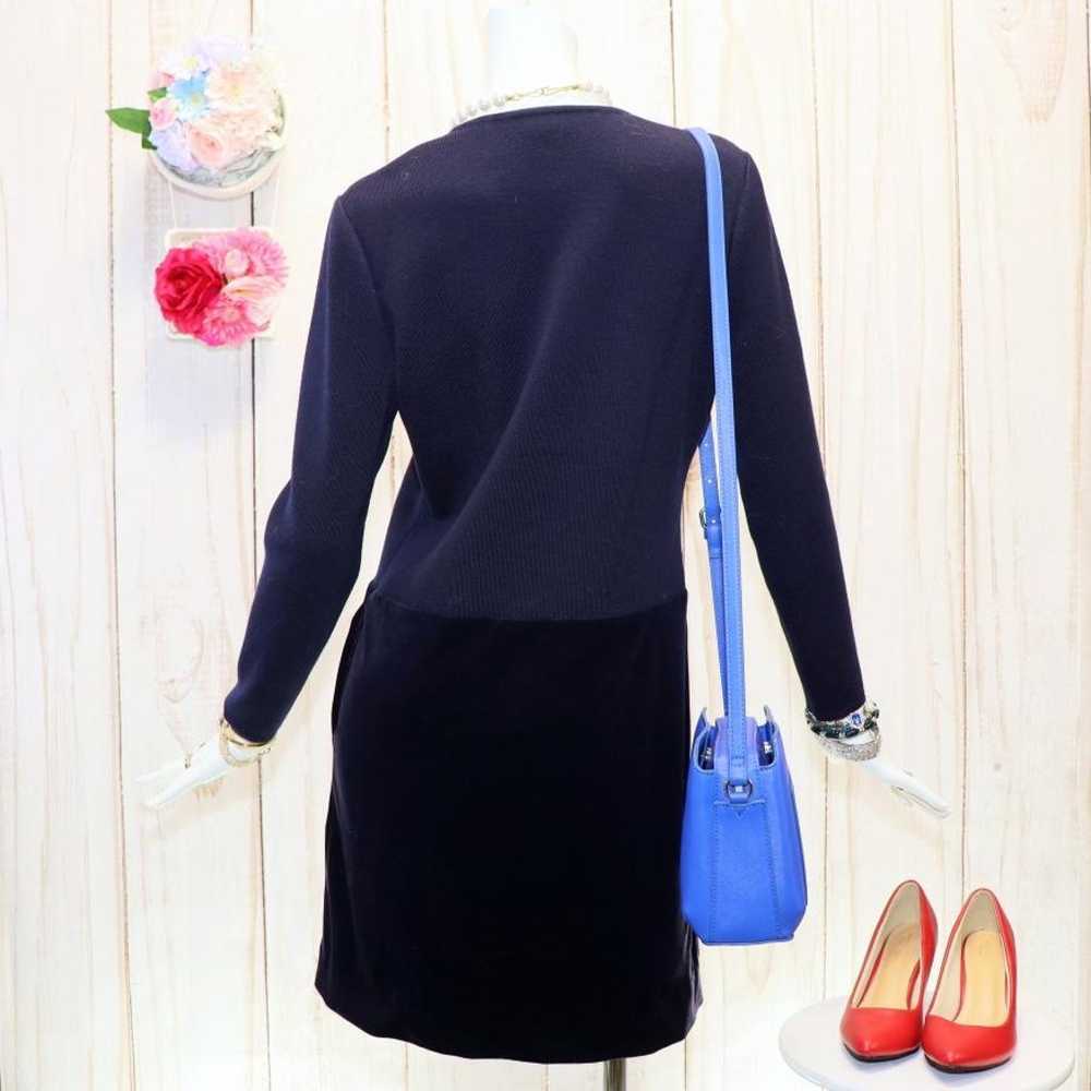 Foxy Knit Mixed Dress M 38 Dark Navy Velvet Skirt - image 9